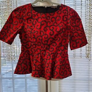 Elegant Red Swirl Women's Blouse